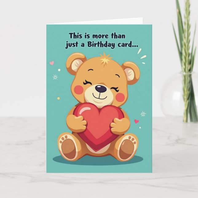 Sweet Bear Birthday Heart Card (Front)