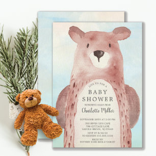 Sweet Bear Boys Baby Shower Invitation