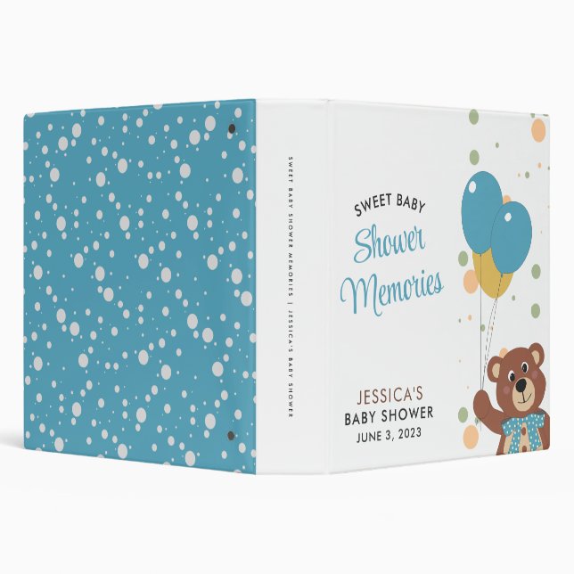 Sweet Bear Cub Baby Boy Baby Shower Photo Album 3 Ring Binder (Background)