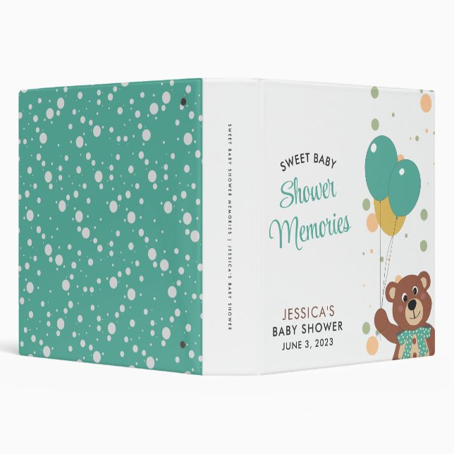 Sweet Bear Gender Neutral Baby Shower Photo Album 3 Ring Binder (Background)