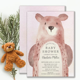 Sweet Bear Girls Baby Shower Invitation