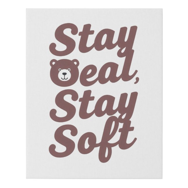 Sweet Bear in a Hoodie Positive Message Faux Canvas Print (Front)