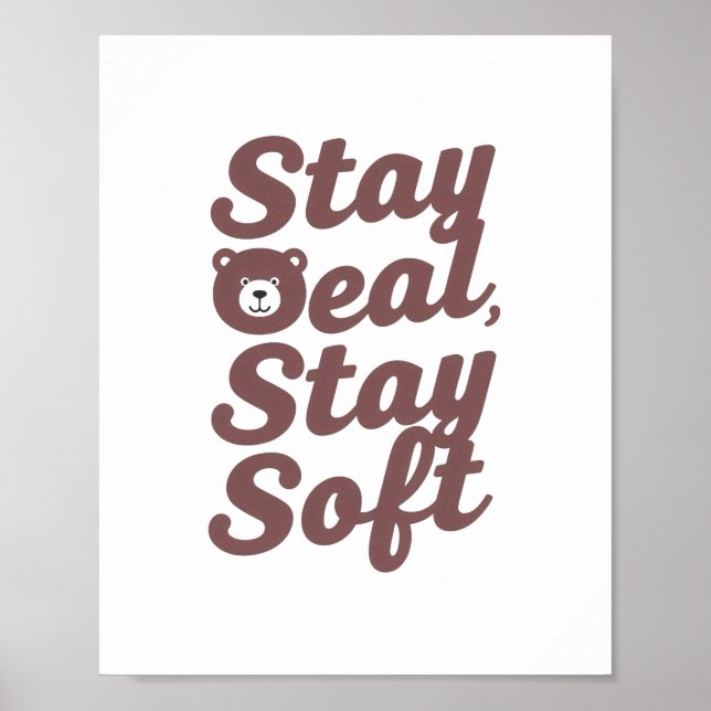 Sweet Bear in a Hoodie Positive Message Poster (Front)