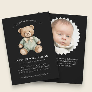 Sweet Bear Memorial Baby Funeral Announcement