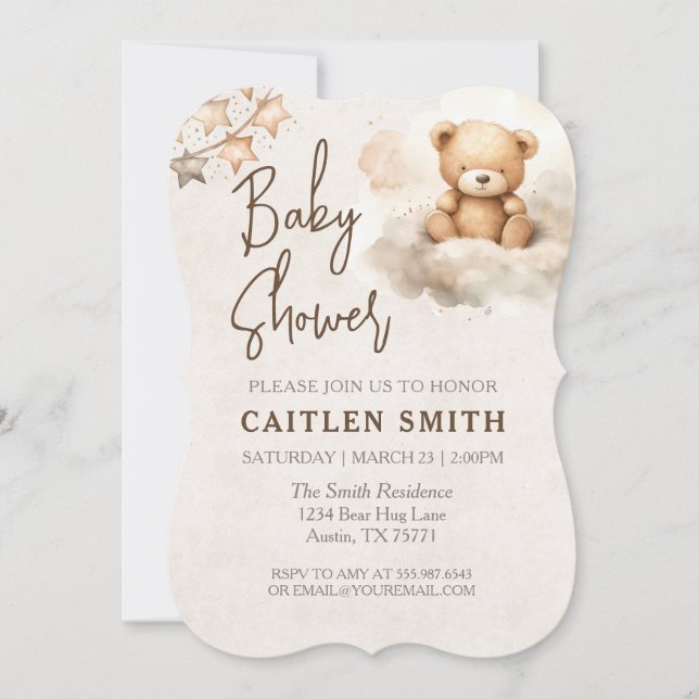 Sweet Bear Neutral Baby Shower Invitation (Front)