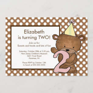 Sweet Bear Number TWO 2nd Birthday Invitation