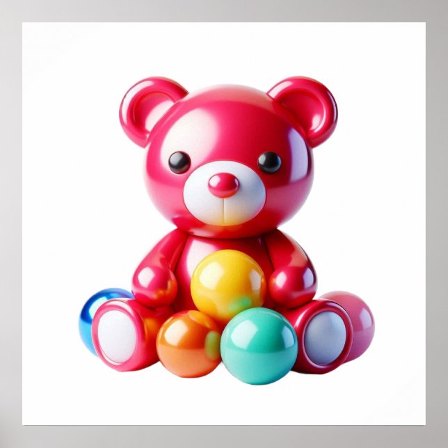 Sweet Bear Plush Doll Wall Art Poster for Modern C (Front)