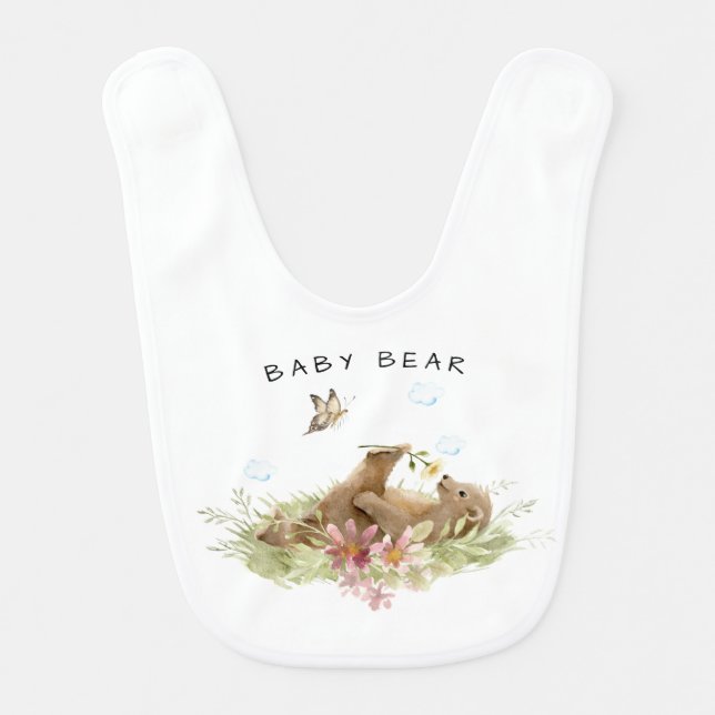 *~* Sweet Bear Relaxing Smelling  Flower Grass Baby Bib (Front)