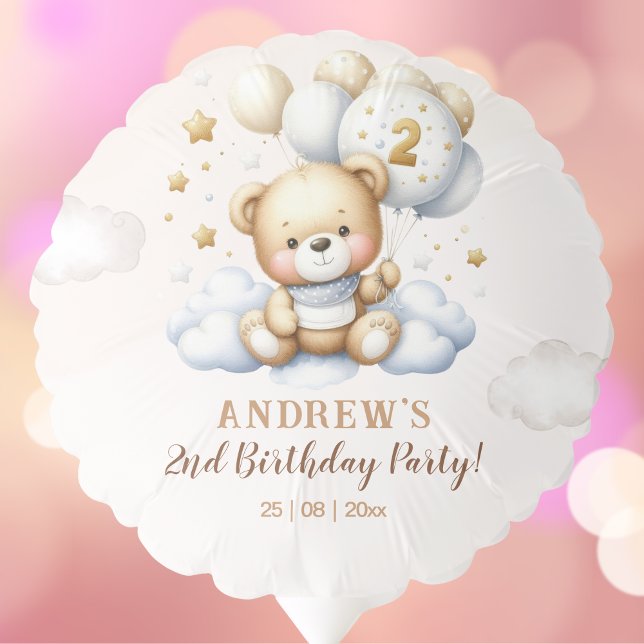 Sweet Bear Theme Second Birthday Party Balloon (Creator Uploaded)