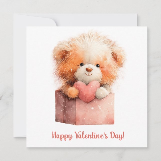 Sweet Bear Valentine Gift Art Holiday Card (Front)