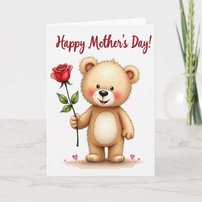 Sweet Bears Rose Mothers Day Card (Front)