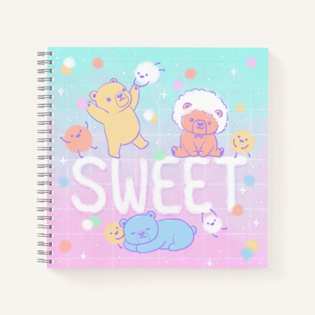Sweet Bears with Fluffy Monsters Notebook (Front)