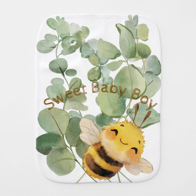 Sweet Bee Baby Burp Cloth (Front)