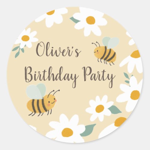 Sweet Bee Birthday Classic Round Sticker