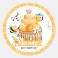 Sweet Bee Birthday Classic Round Sticker