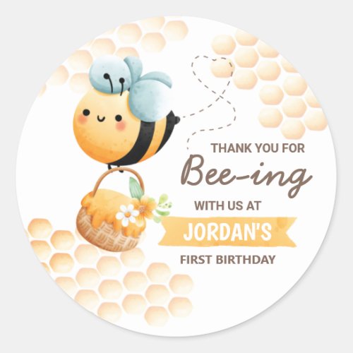 Sweet Bee Birthday  Classic Round Sticker