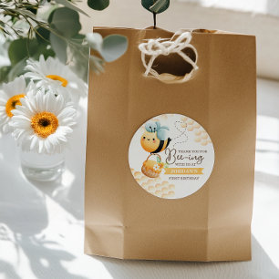 Sweet Bee Birthday Classic Round Sticker