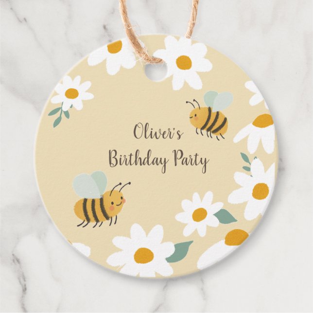 Sweet Bee Birthday Favor Tags (Front)