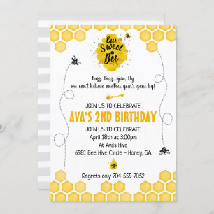 Sweet Bee Birthday Invitation