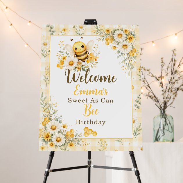 Sweet Bee Birthday Welcome Foam Board