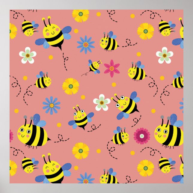 Sweet Bee Blossom Garden Poster (Front)