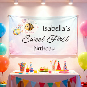 Sweet Bee First Birthday Personalized  Banner