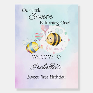 Sweet Bee First Birthday Personalized Foam Board