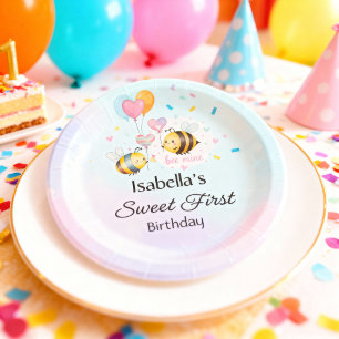 Sweet Bee First Birthday Personalized  Paper Plates