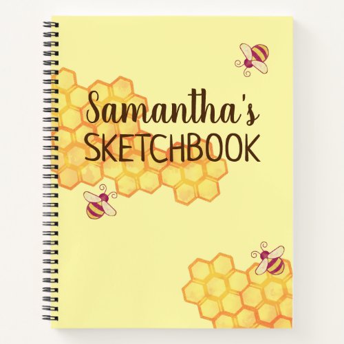 Sweet Bee Honeycomb Custom Sketchbook Notebook