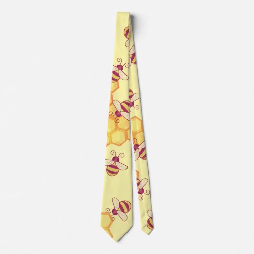 Sweet Bee Honeycomb Neck Tie