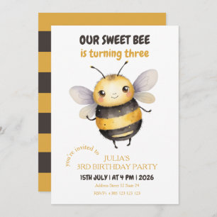 Sweet Bee Kid's Birthday Party Invitation