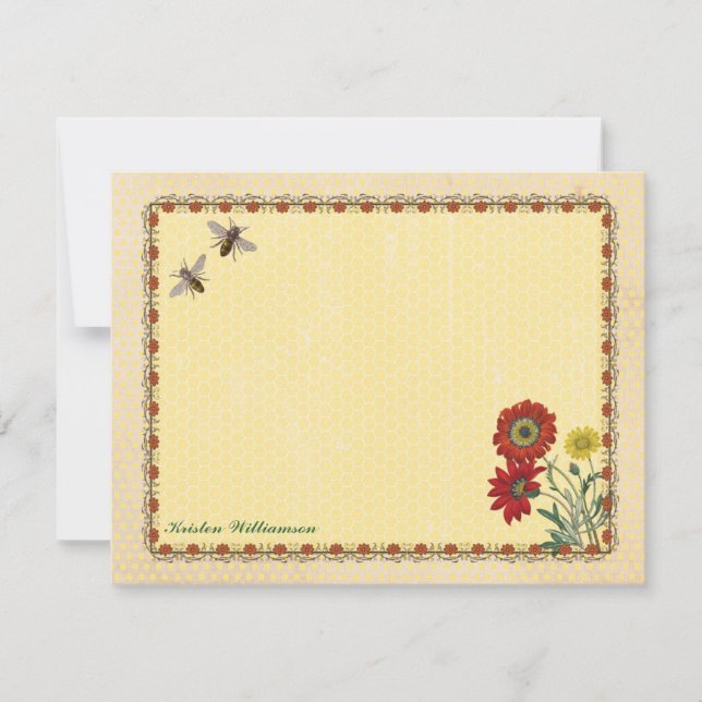 Sweet Bee Personalized Note Cards (Front)