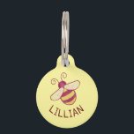 Sweet Bee Personalized Pet Tag For Dogs And Cats<br><div class="desc">Sweet customizable honeybee pet tag on a light yellow background. Perfect for both dogs and cats.</div>