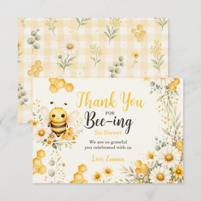 Sweet Bee Thank You Birthday Card (Front/Back)
