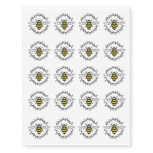 Sweet Bee Wreath Temporary Tattoos