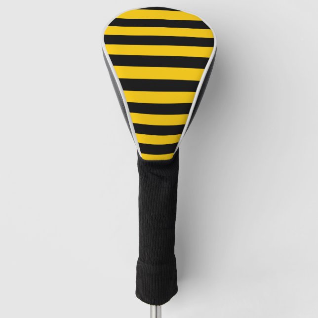 Sweet Bee Yellow and Black Striped Golf Head Cover (Front)