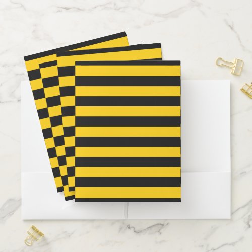 Sweet Bee Yellow and Black Striped Pocket Folder