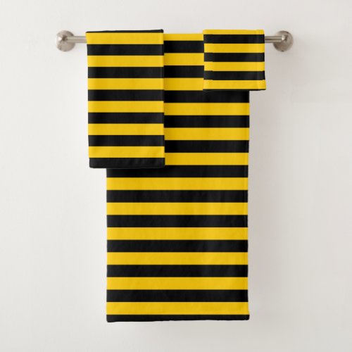 Sweet Bee Yellow and Black Stripes Bath Towel Set