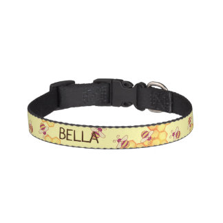 Sweet Bee Yellow Honeycomb Ceramic Pet Bowl Collar
