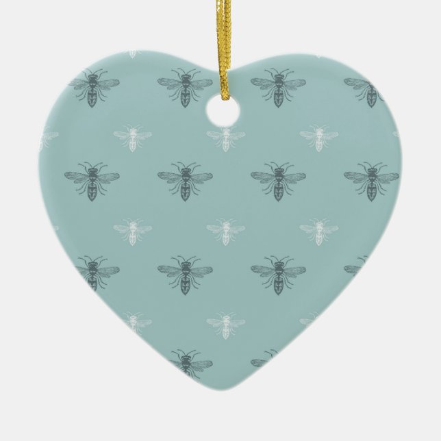 Sweet Bees Ceramic Ornament (Front)