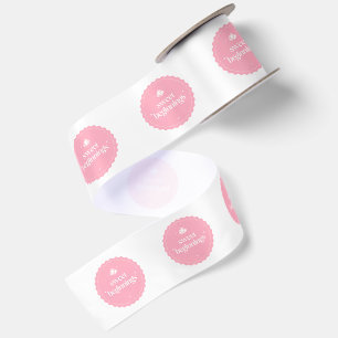 Sweet Beginnings Pink And White Baby Shower Seal Satin Ribbon