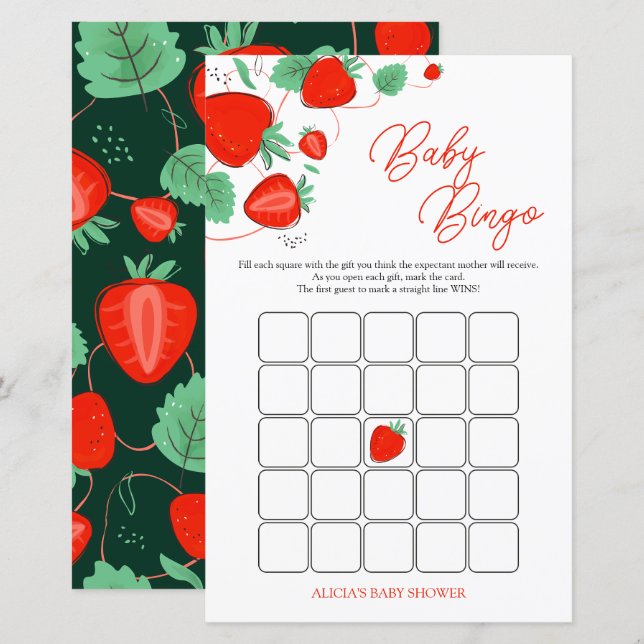 Sweet Berry Baby Shower Bingo Game (Front/Back)