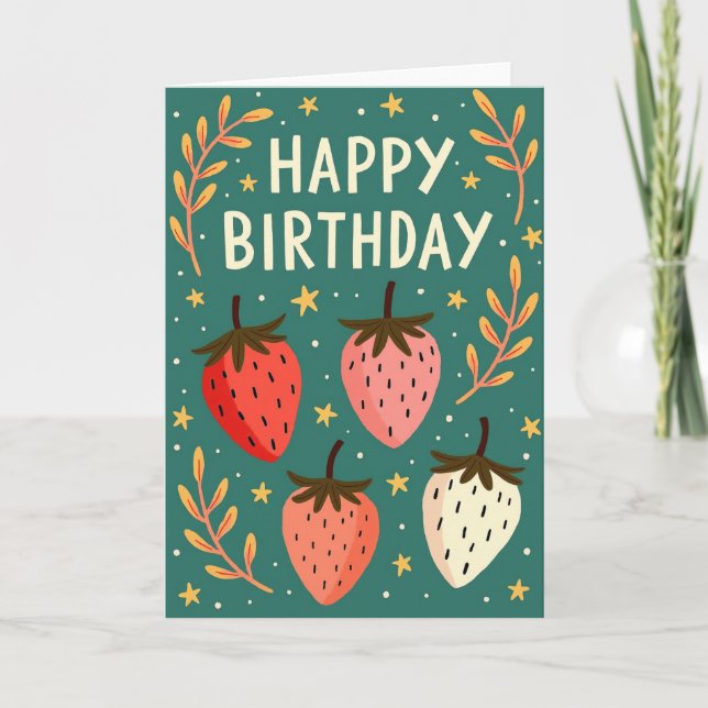 Sweet Berry Branch Birthday Card (Front)
