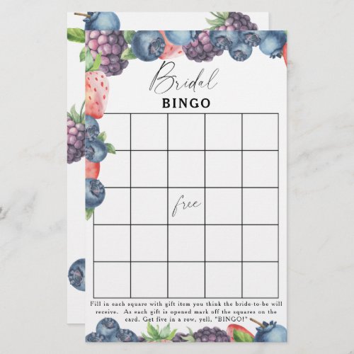 Sweet berry _ Bridal shower bingo game