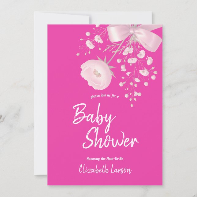 Sweet Berry Color Wild Flower Baby Shower Invitation (Front)