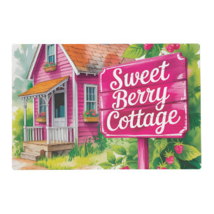 "Sweet Berry Cottage" Raspberry Farmhouse Placemat