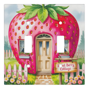 Sweet Berry Cottage" Whimsical Strawberry House Light Switch Cover