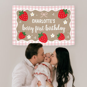 Sweet Berry First Birthday Decoration Painted Banner