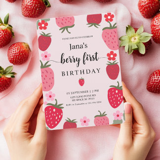 Sweet Berry First Birthday Invitation
