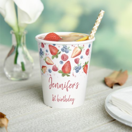 Sweet Berry First Birthday  Paper Cups